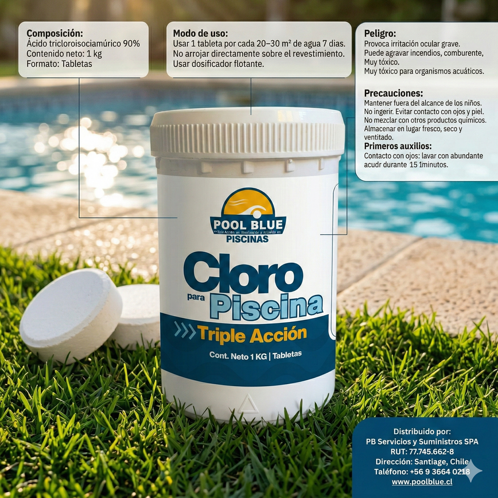 Cloro para Piscina - Tabletas Triple Acción 1 KG