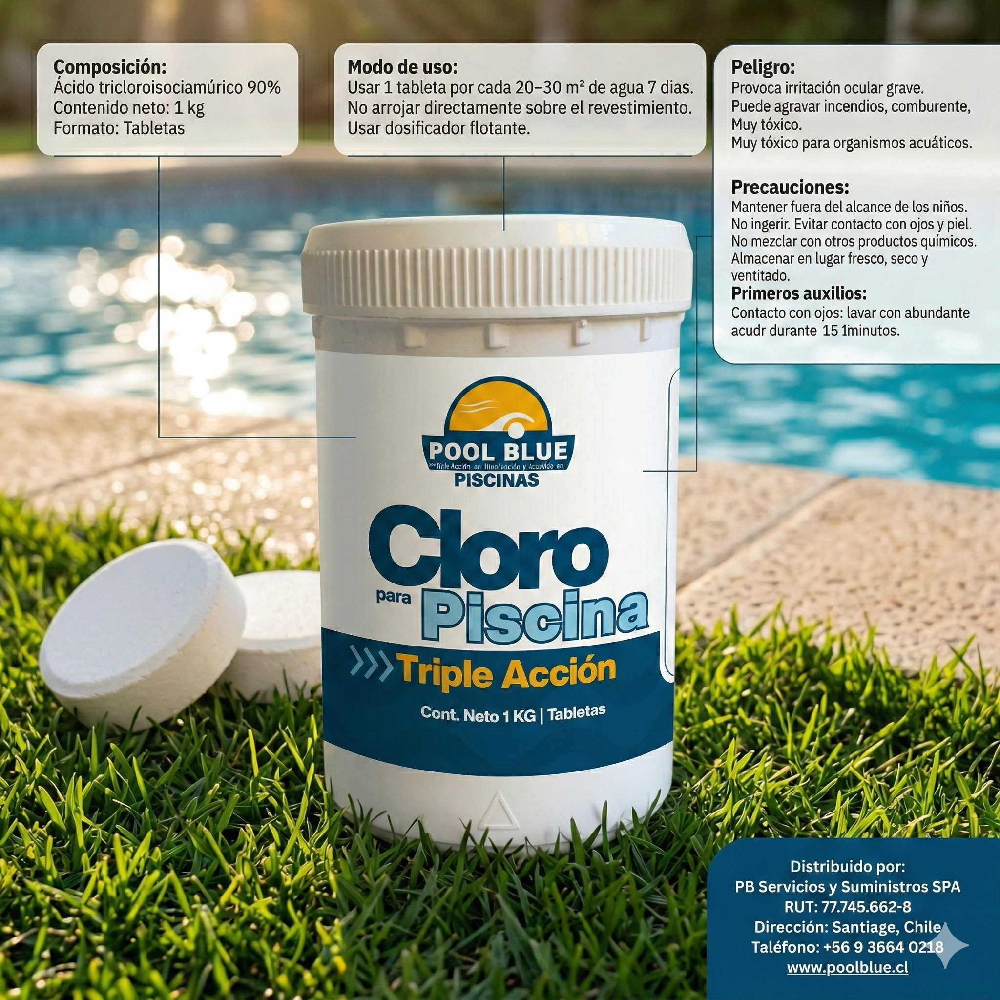 Cloro para Piscina - Tabletas Triple Acción 1 KG