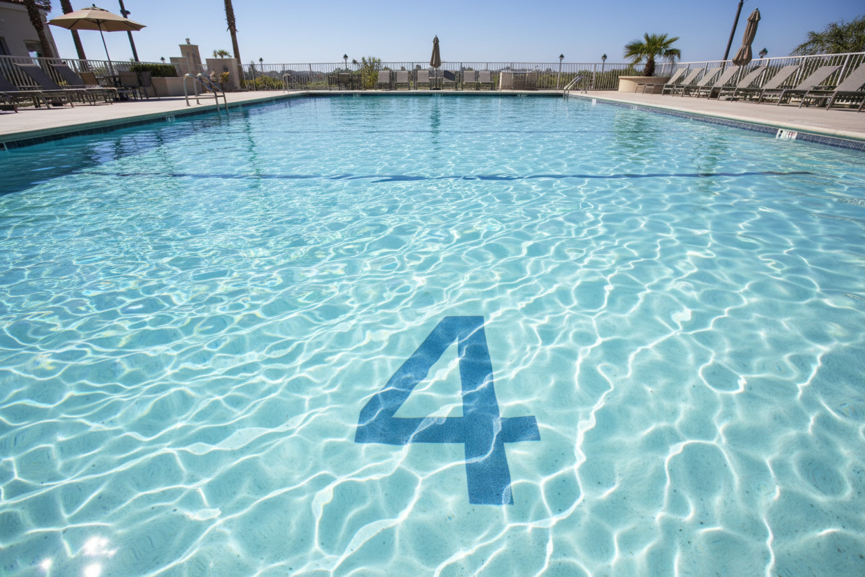 número 4 en una piscina